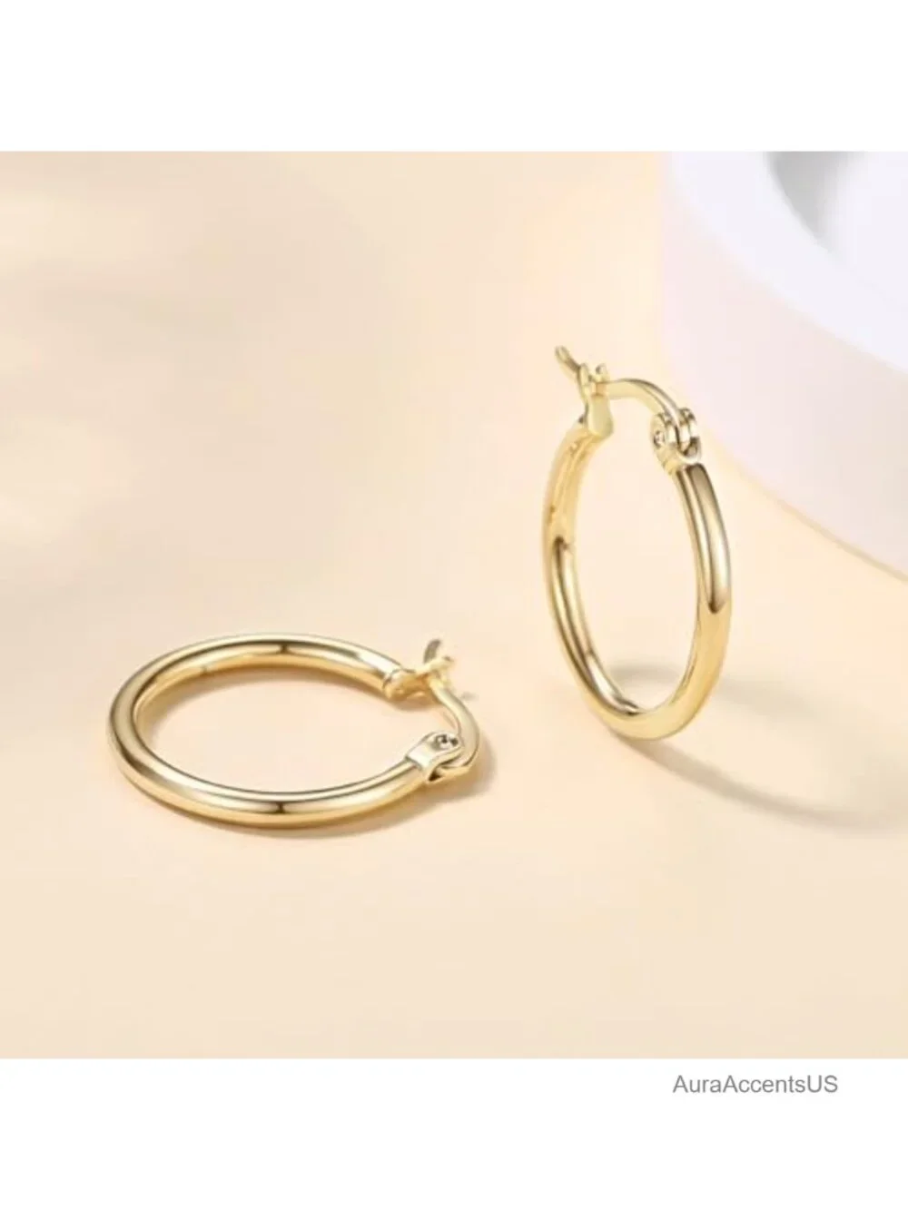 14K Gold Plated Hoop Earrings for Women, Cubic Zirconia, Small Hoops, Gift - 80